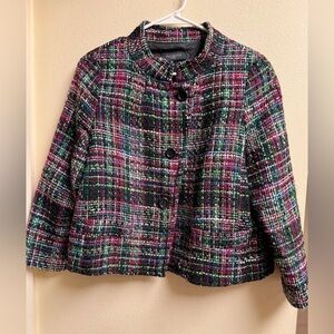 Talbots Tweed Multicolor Plaid Jacket – Size 10P Petite – Elegant Blazer